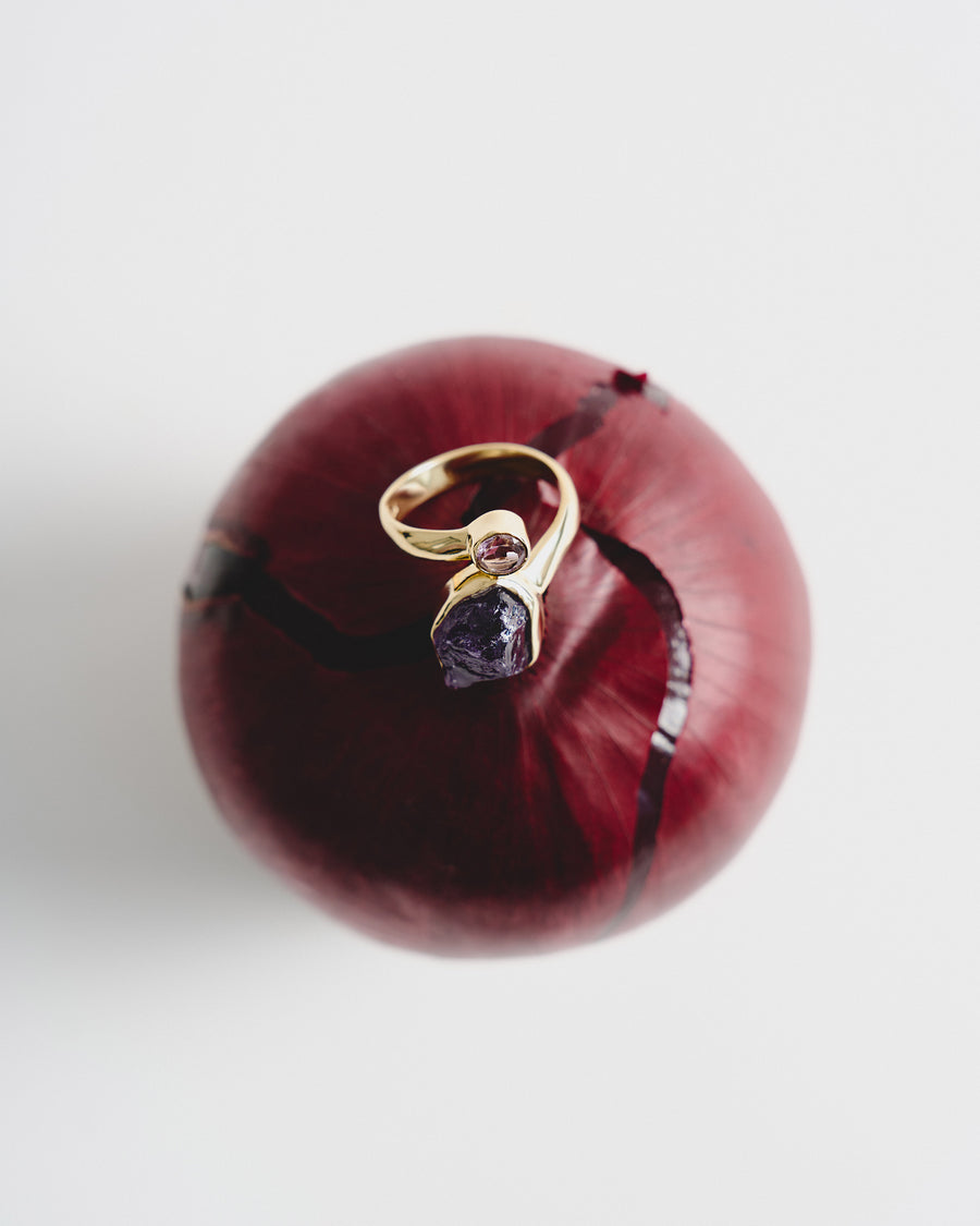 Bague double composée en Améthyste 18K