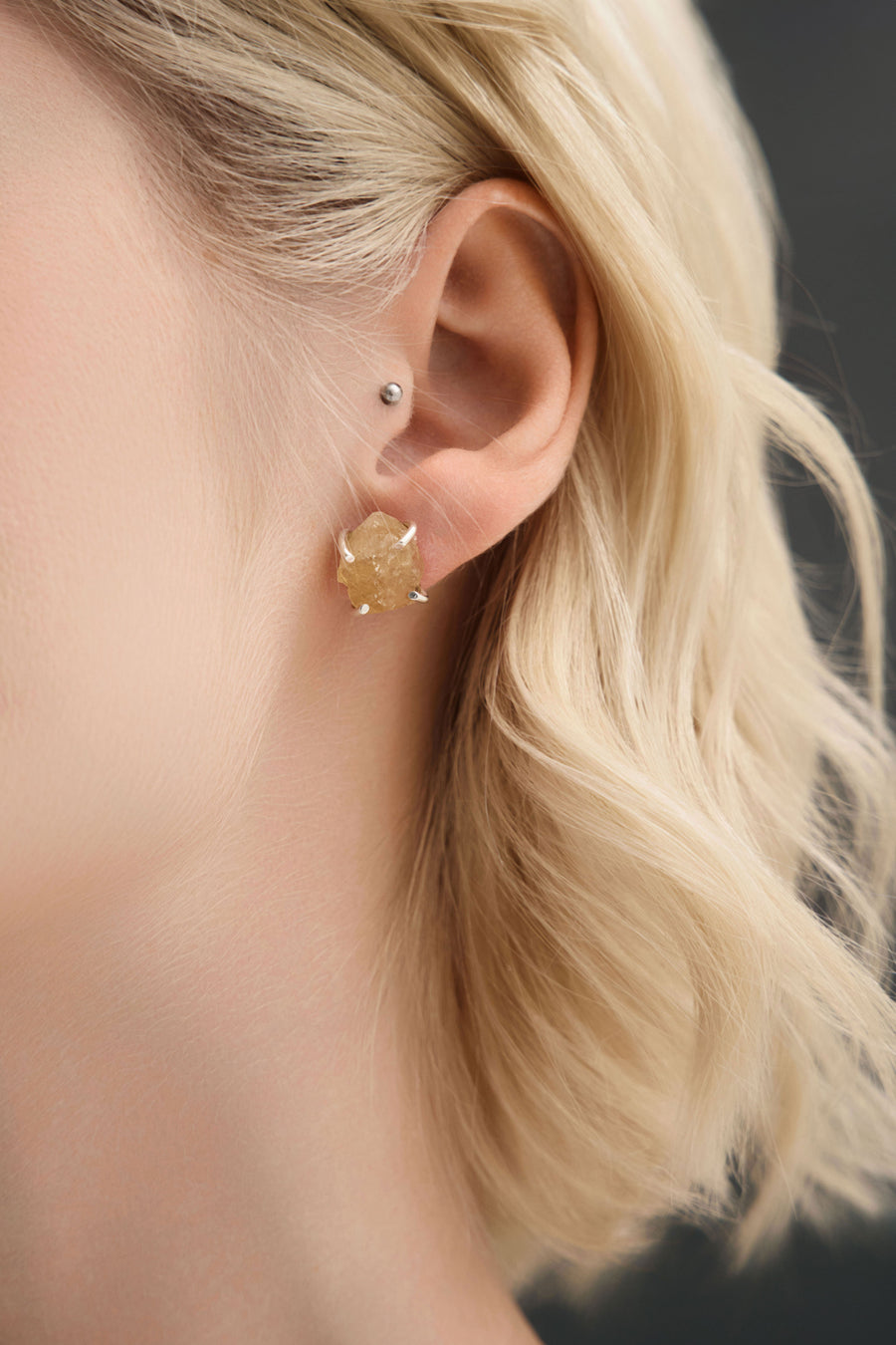 Boucles d'oreilles en citrine brute