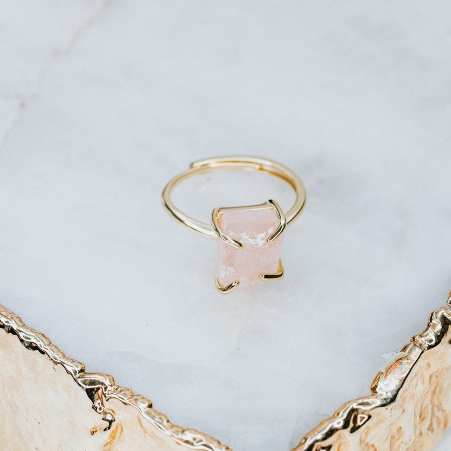 Bague ajustable en quartz rose
