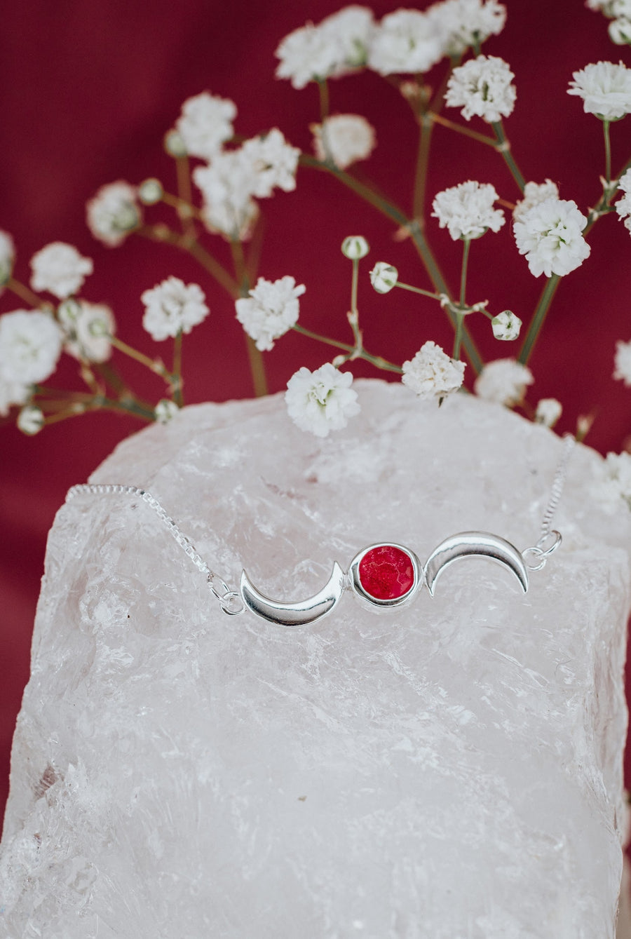 Collier lune double en rubis