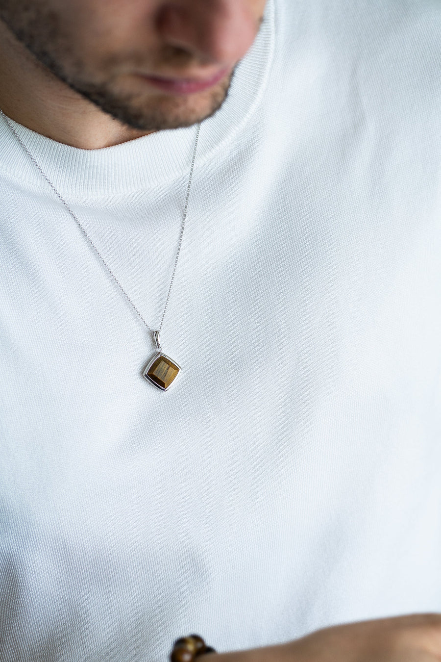 Collier losange en Oeil de Tigre