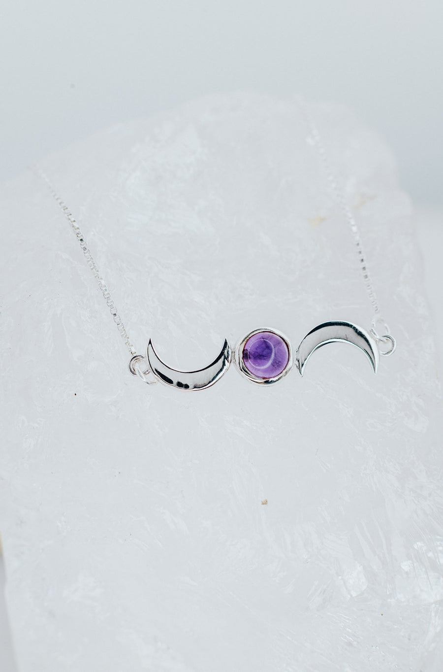 Collier lune double en améthyste
