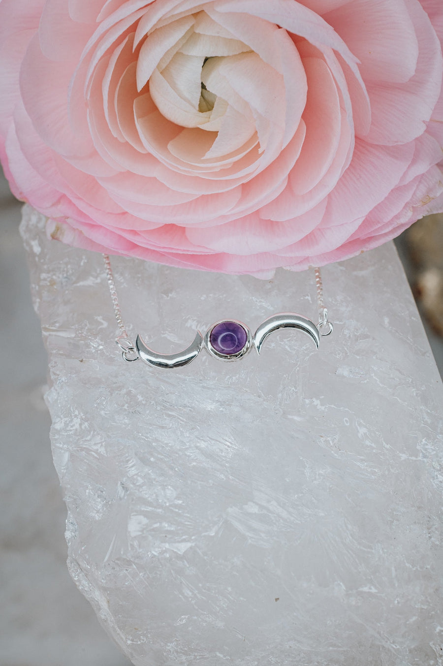 Collier lune double en améthyste