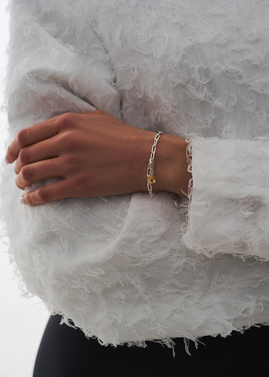 Citrine silver charm