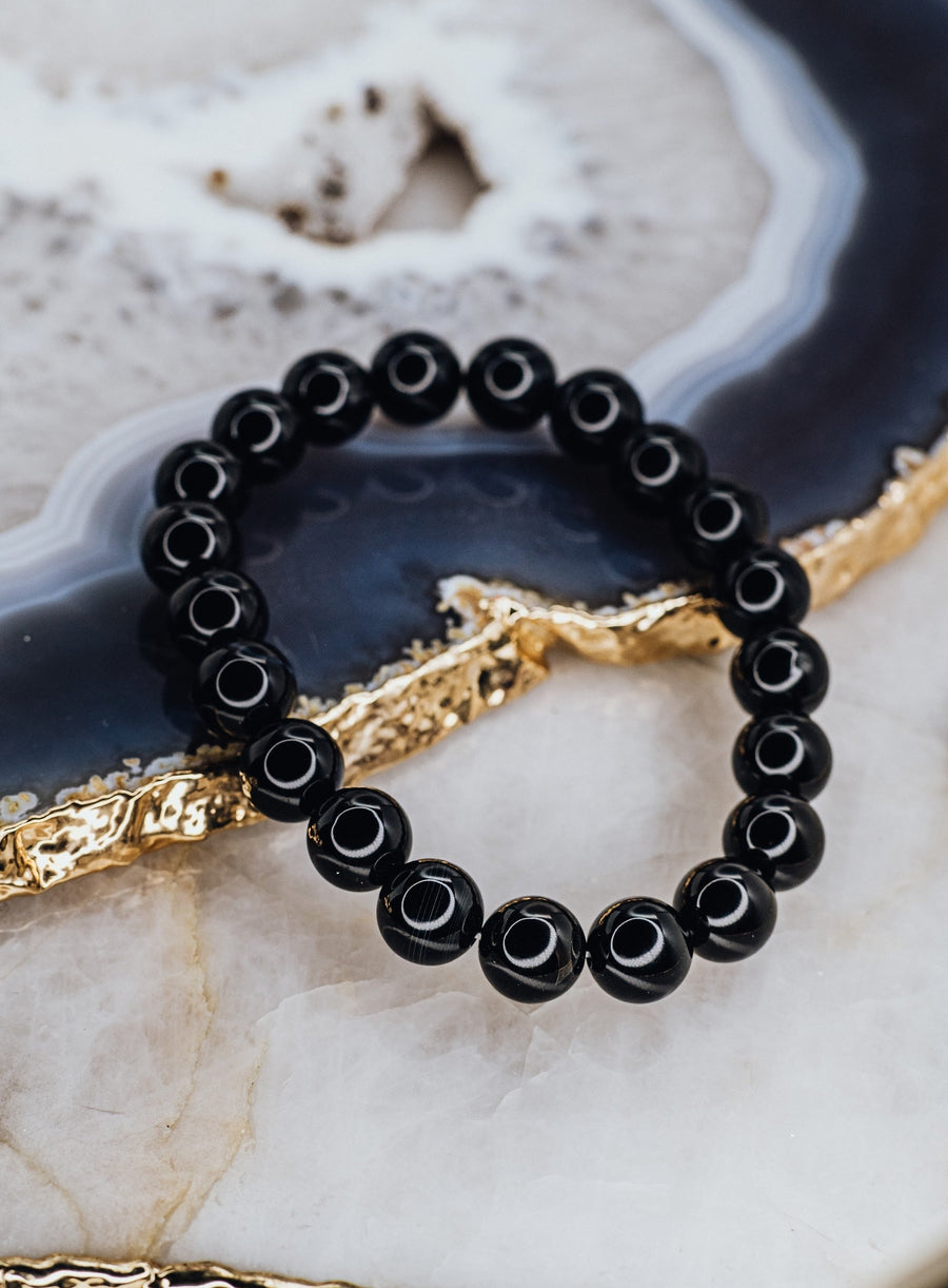 Black Onyx beaded bracelet 10 mm
