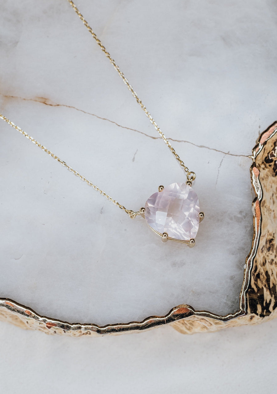 Rose quartz heart necklace