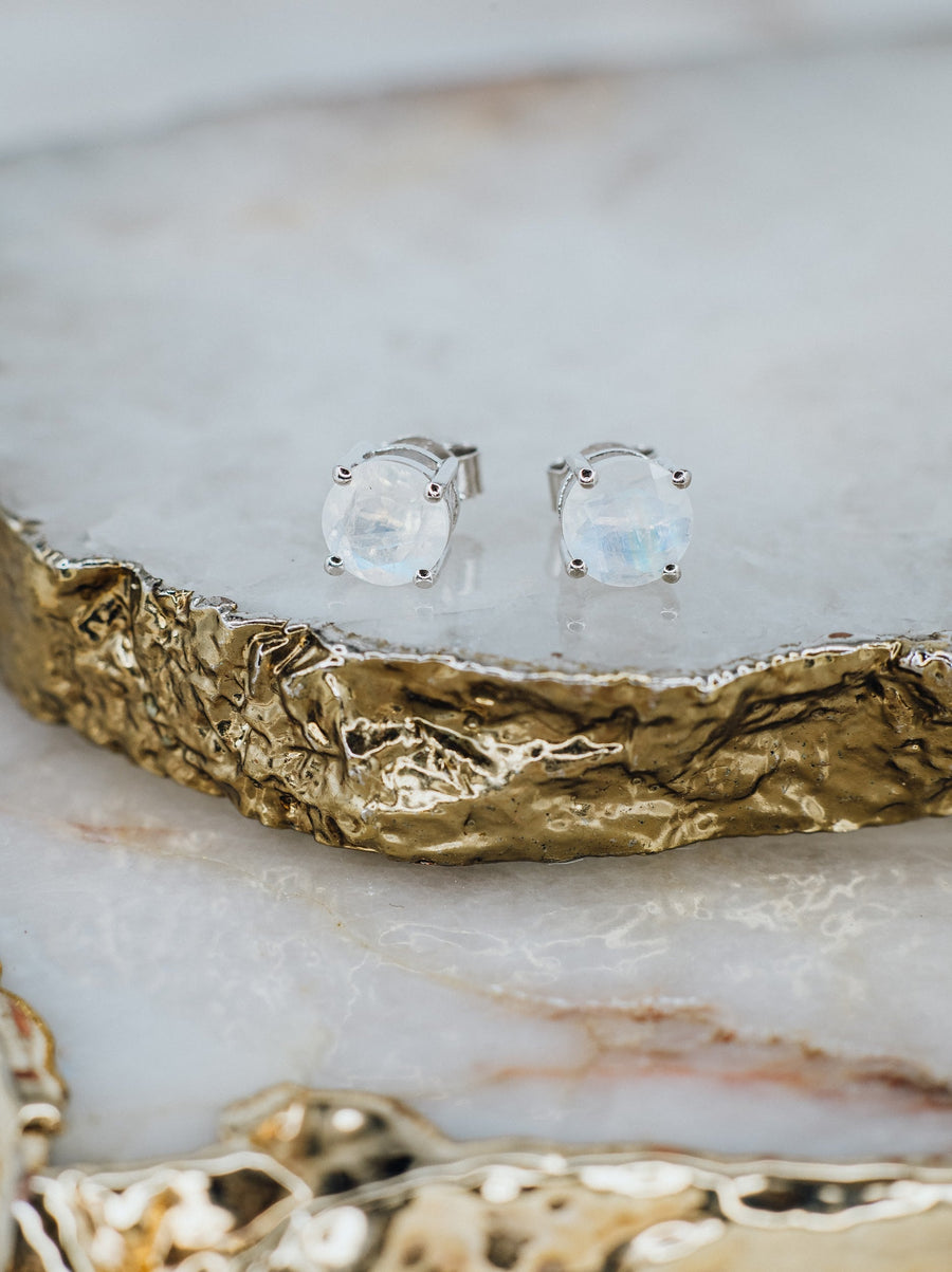 Boucles d'oreilles rondes en pierre de lune