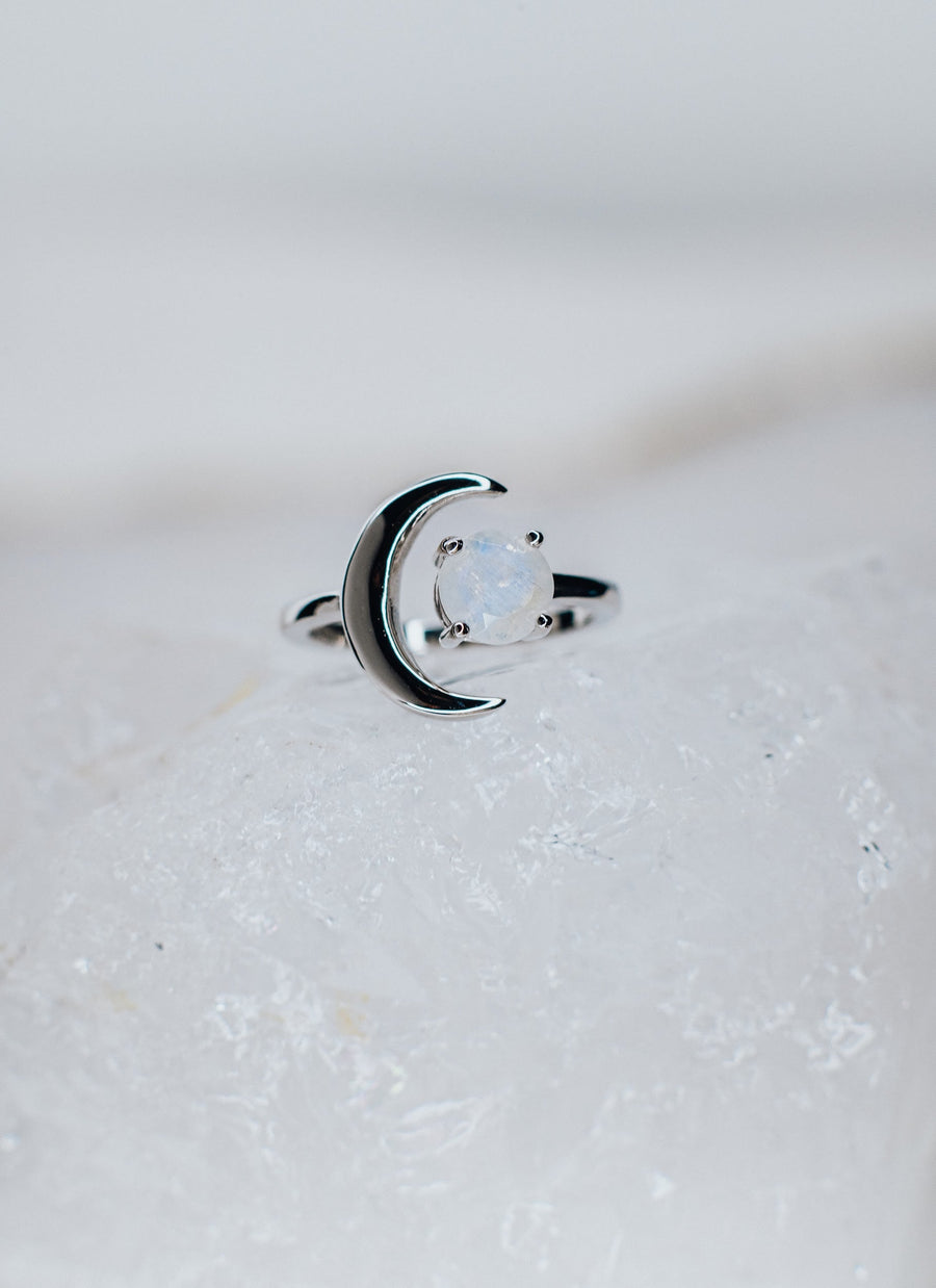 Bague lune en argent et pierre de lune