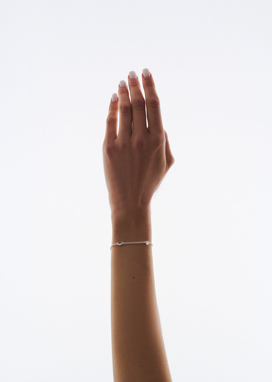 Moonstone silver moon bracelet