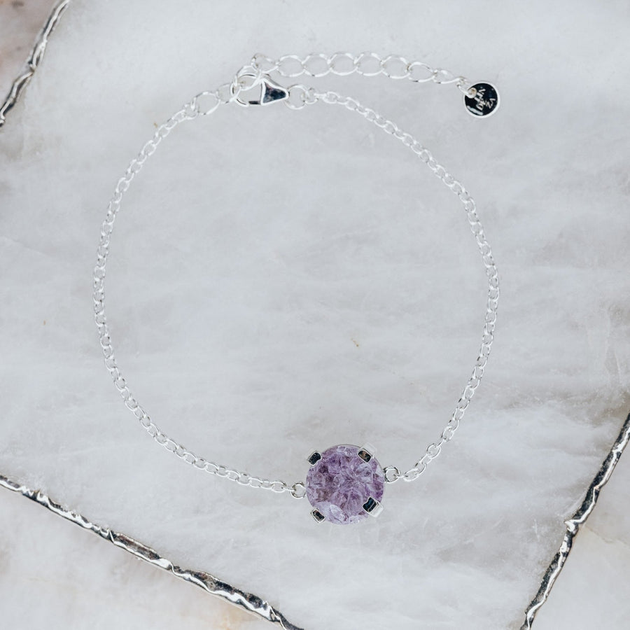 Amethyst druzy silver bracelet
