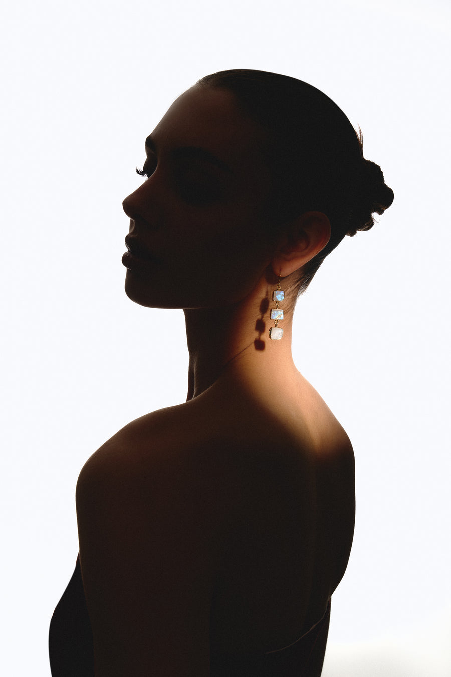Moonstone triple 18K earrings