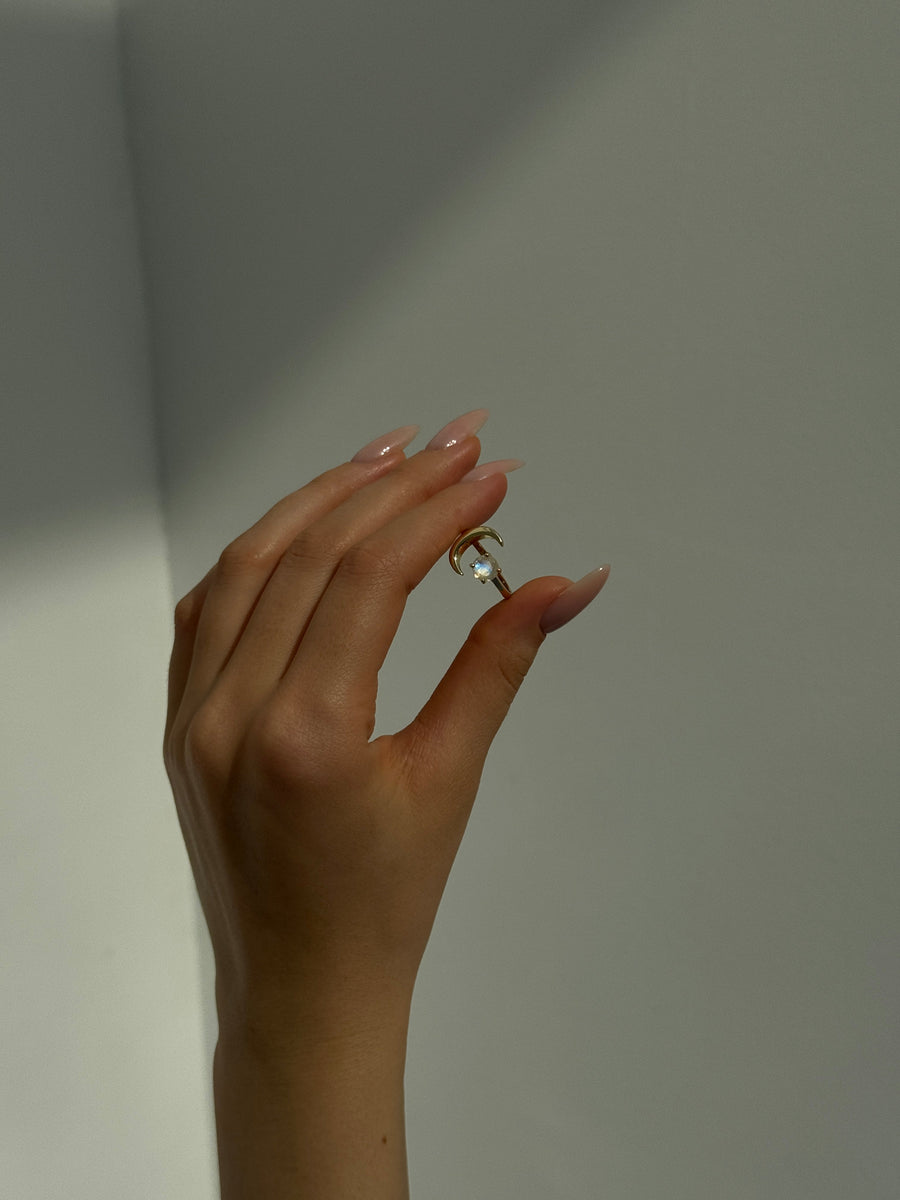 Bague lune en argent et pierre de lune