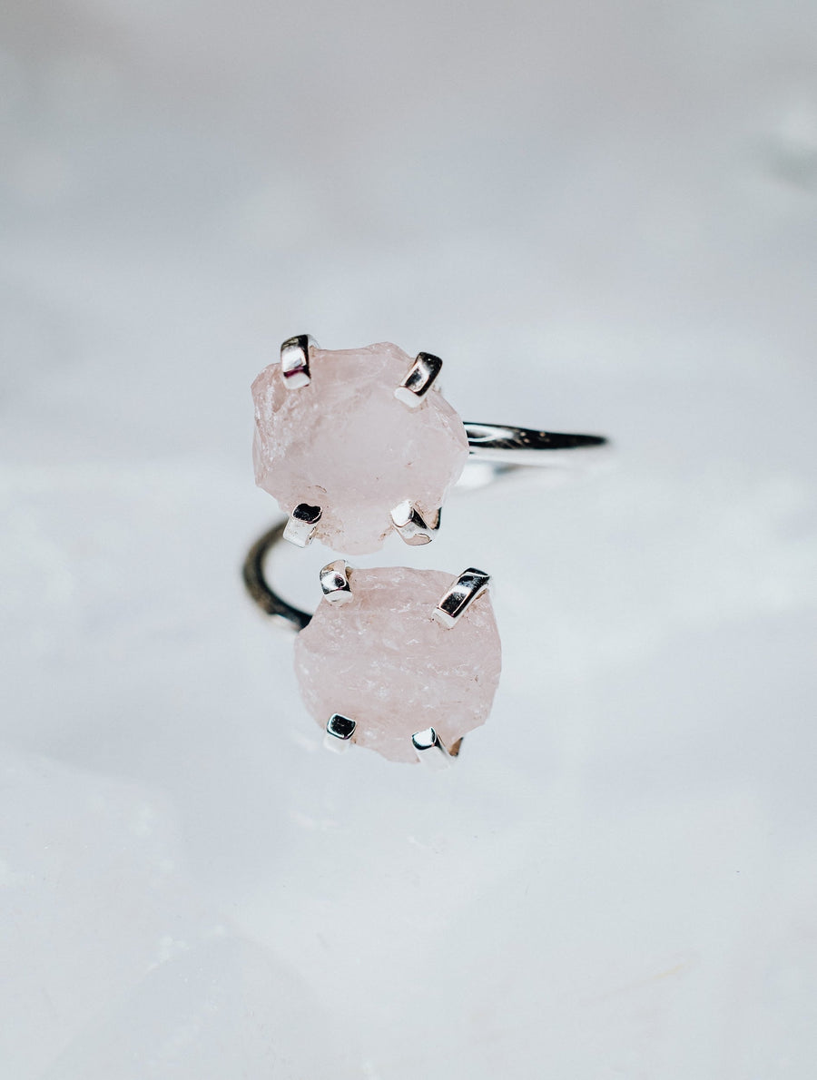 Bague double en quartz rose