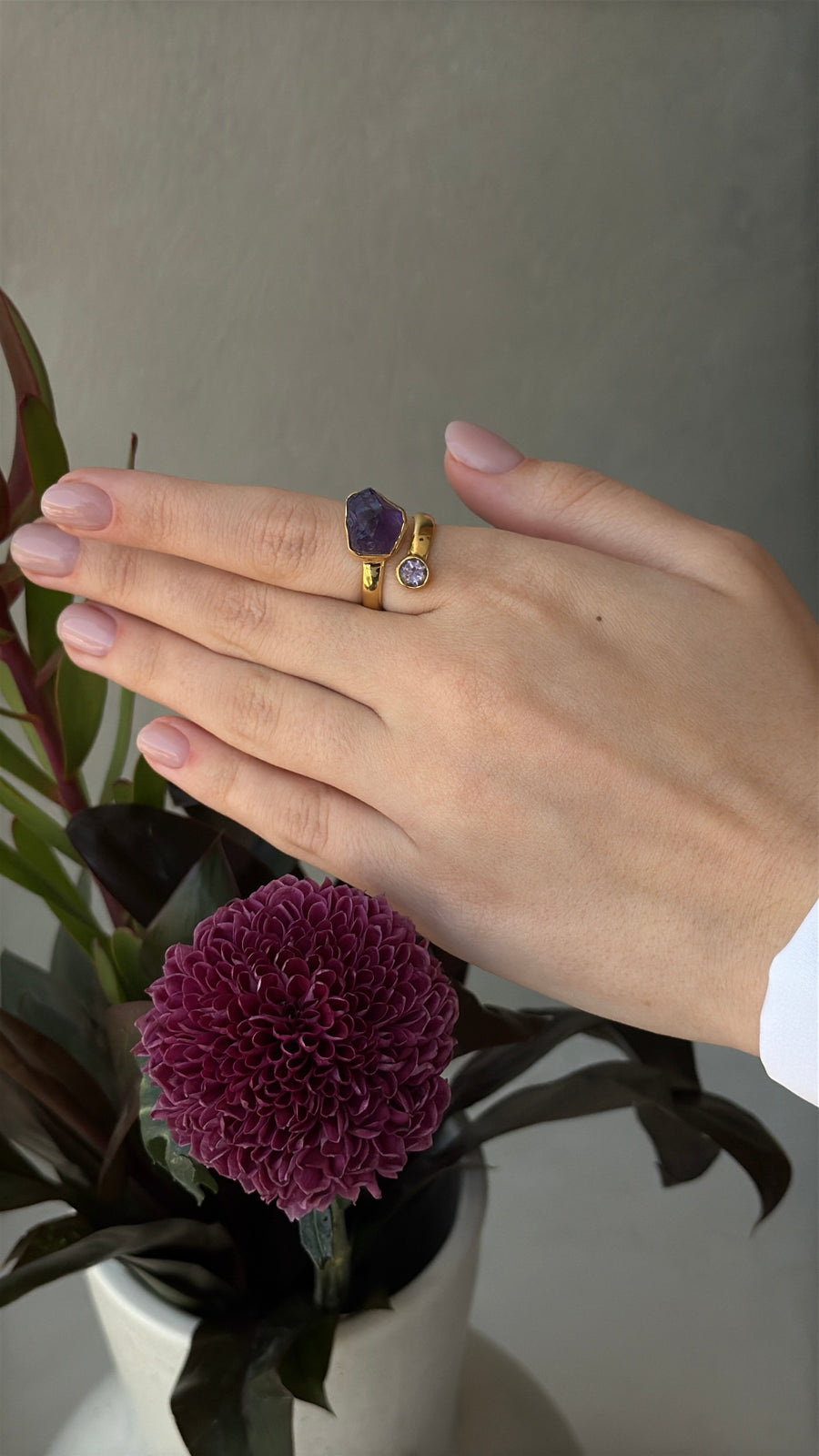 Bague double composée en Améthyste 18K