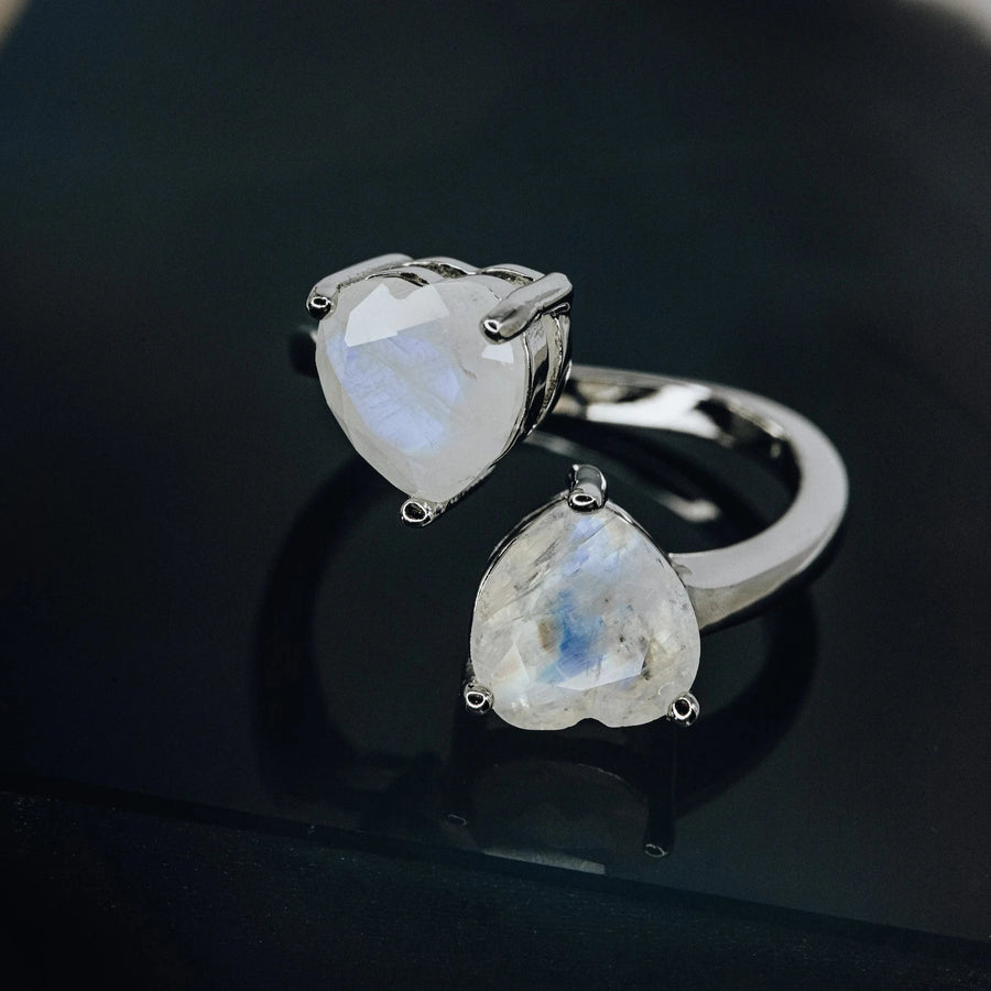 Moonstone silver heart ring