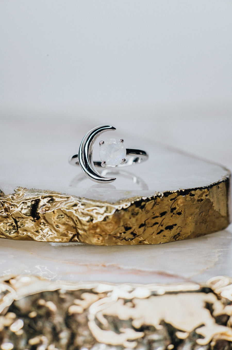 Bague lune en argent et pierre de lune