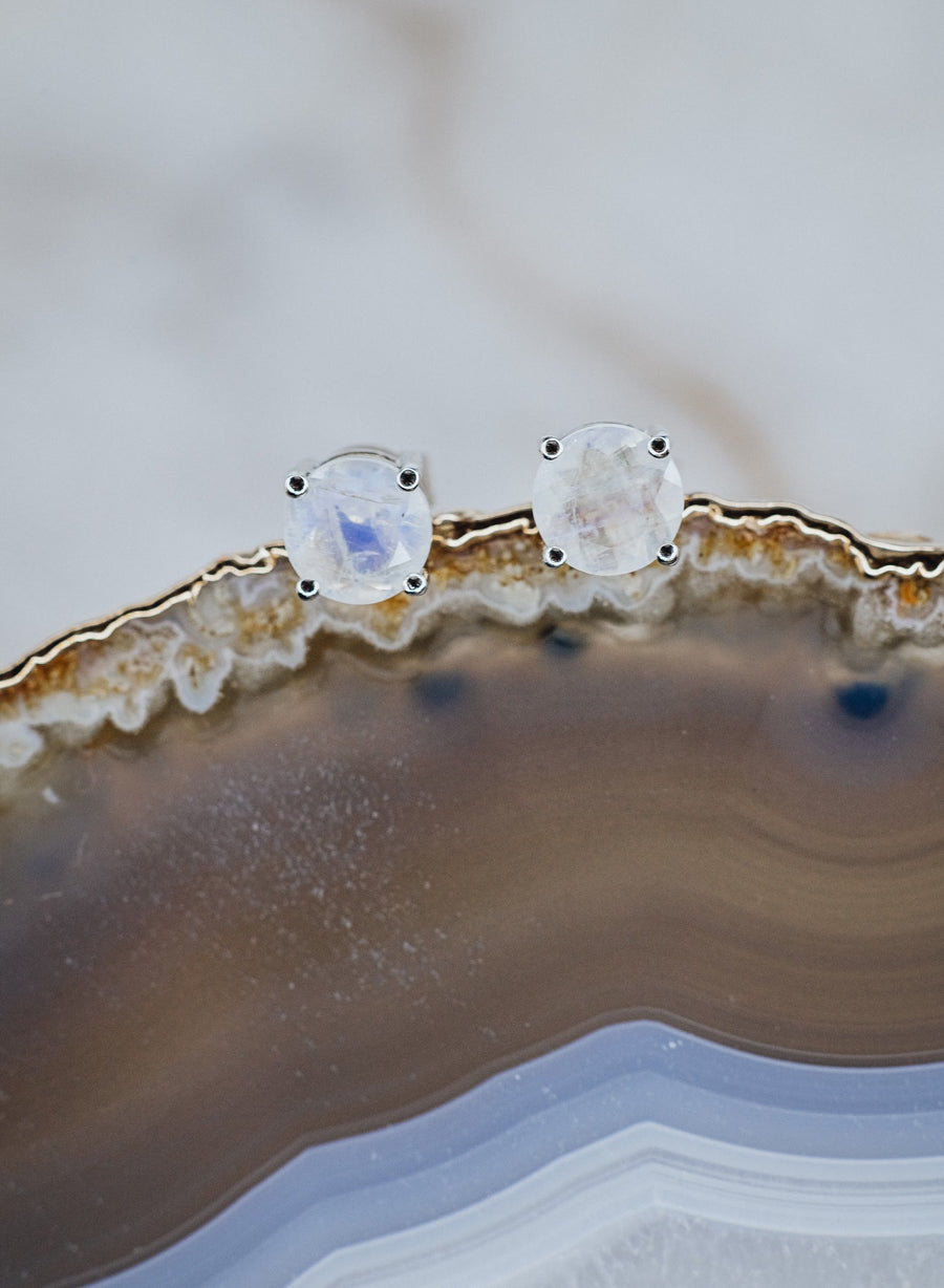 Boucles d'oreilles rondes en pierre de lune