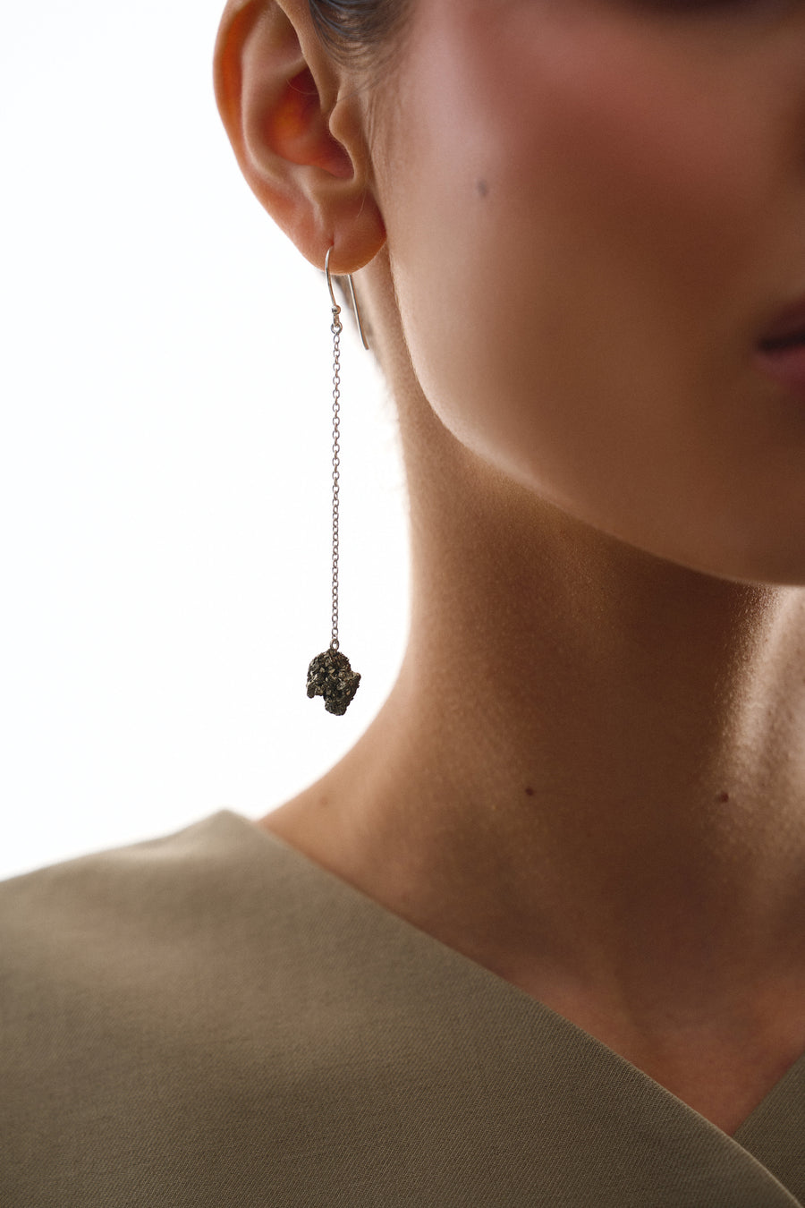 Pyrite drop hook earrings