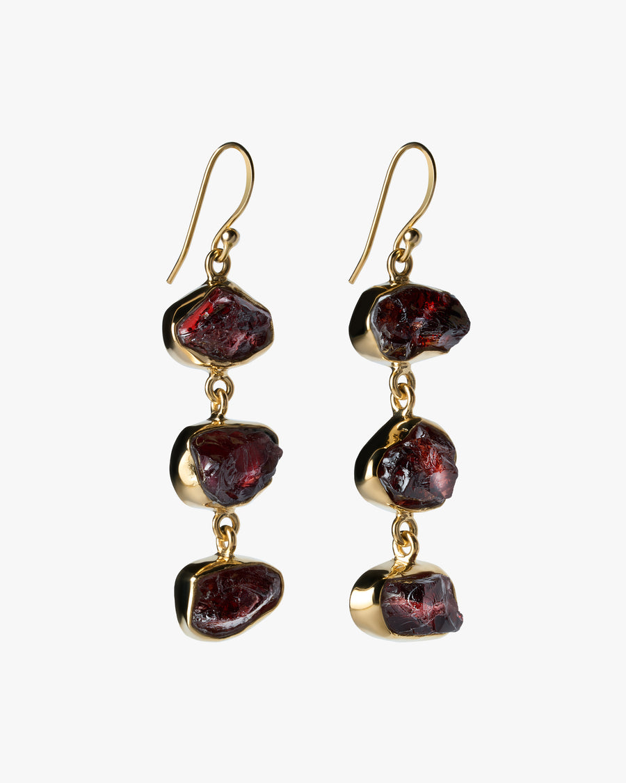 Garnet triple 18K earrings