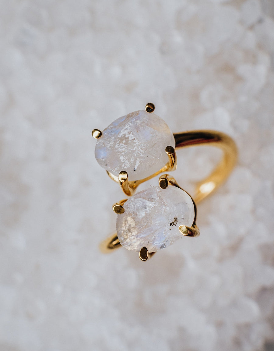 Bague double en pierre de lune