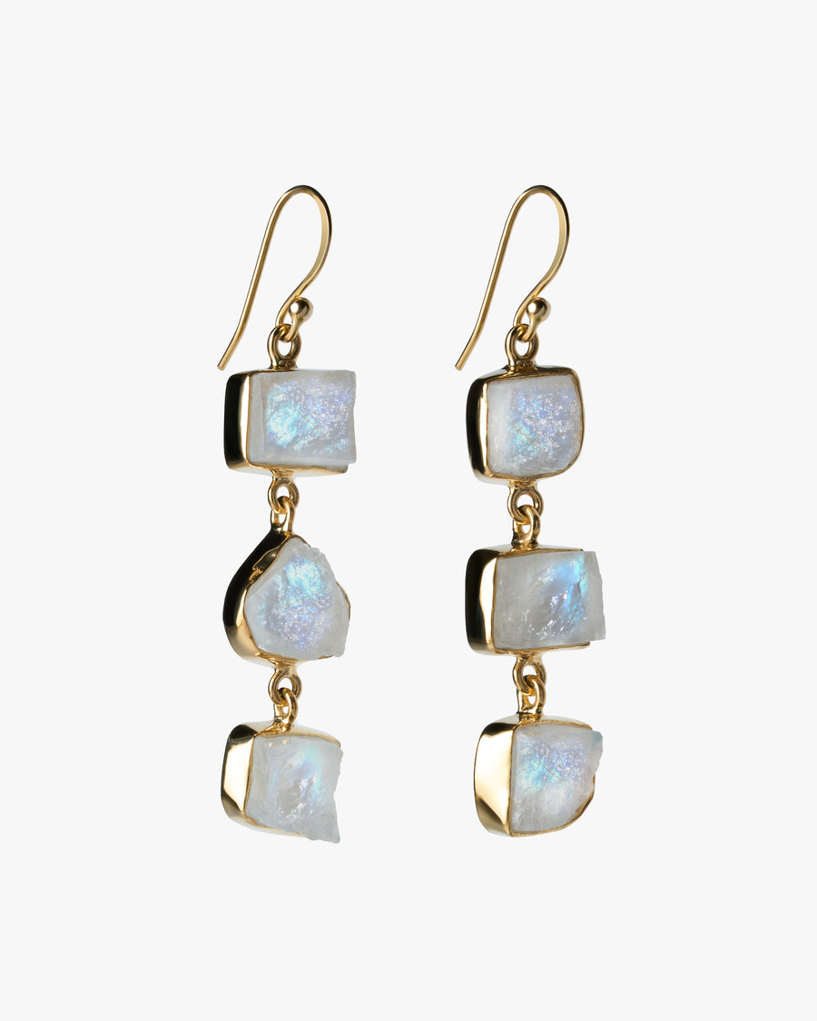 Moonstone triple 18K earrings