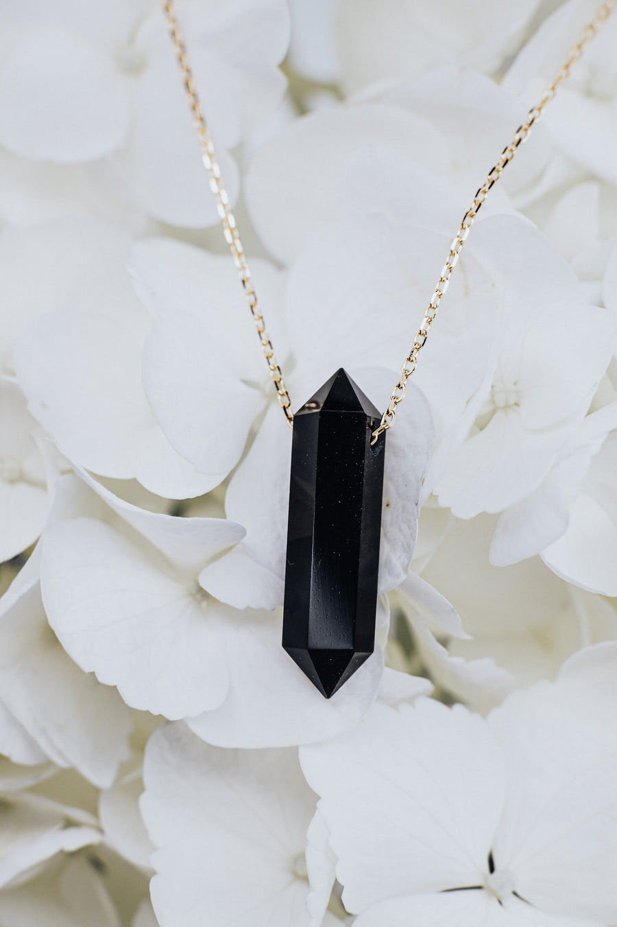 Collier à pointe d'onyx noir 14K