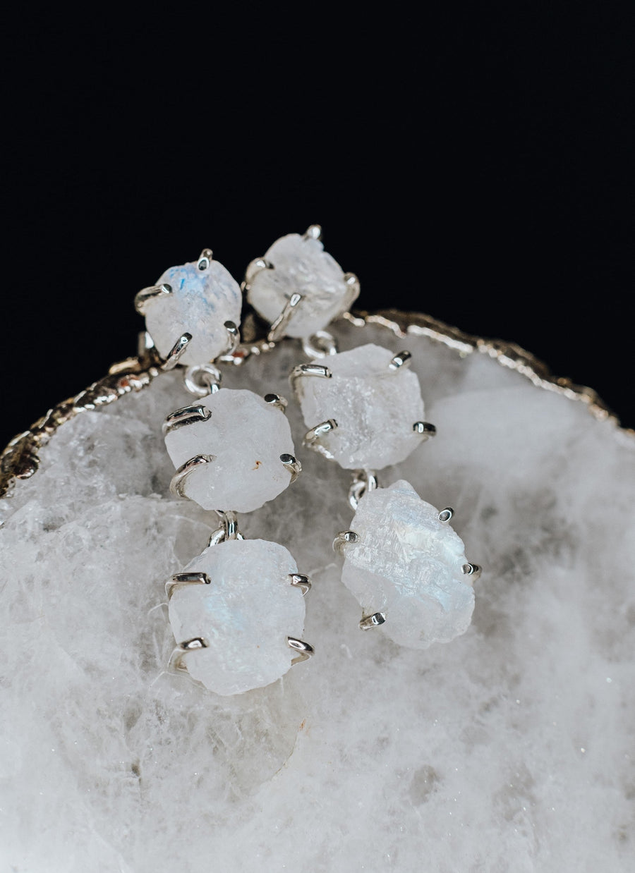 Boucles d'oreilles triples en pierre de lune