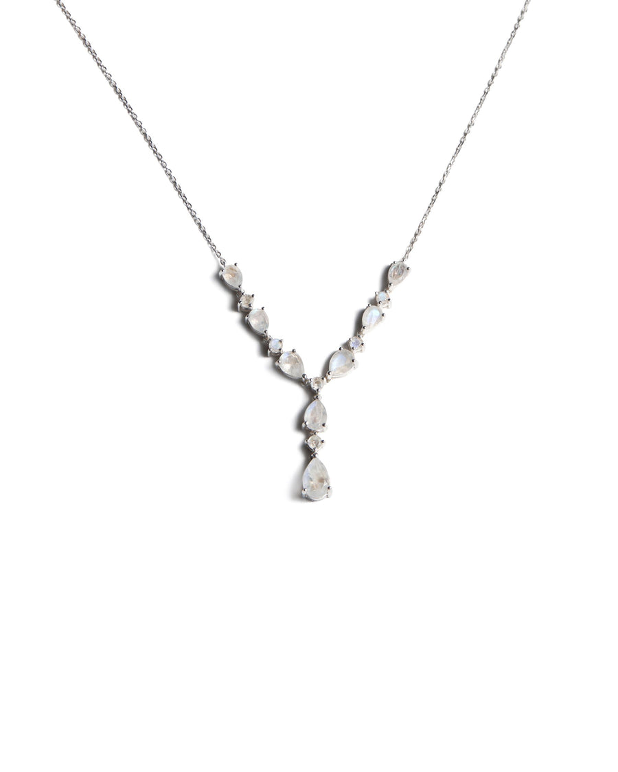 Moonstone fancy silver necklace