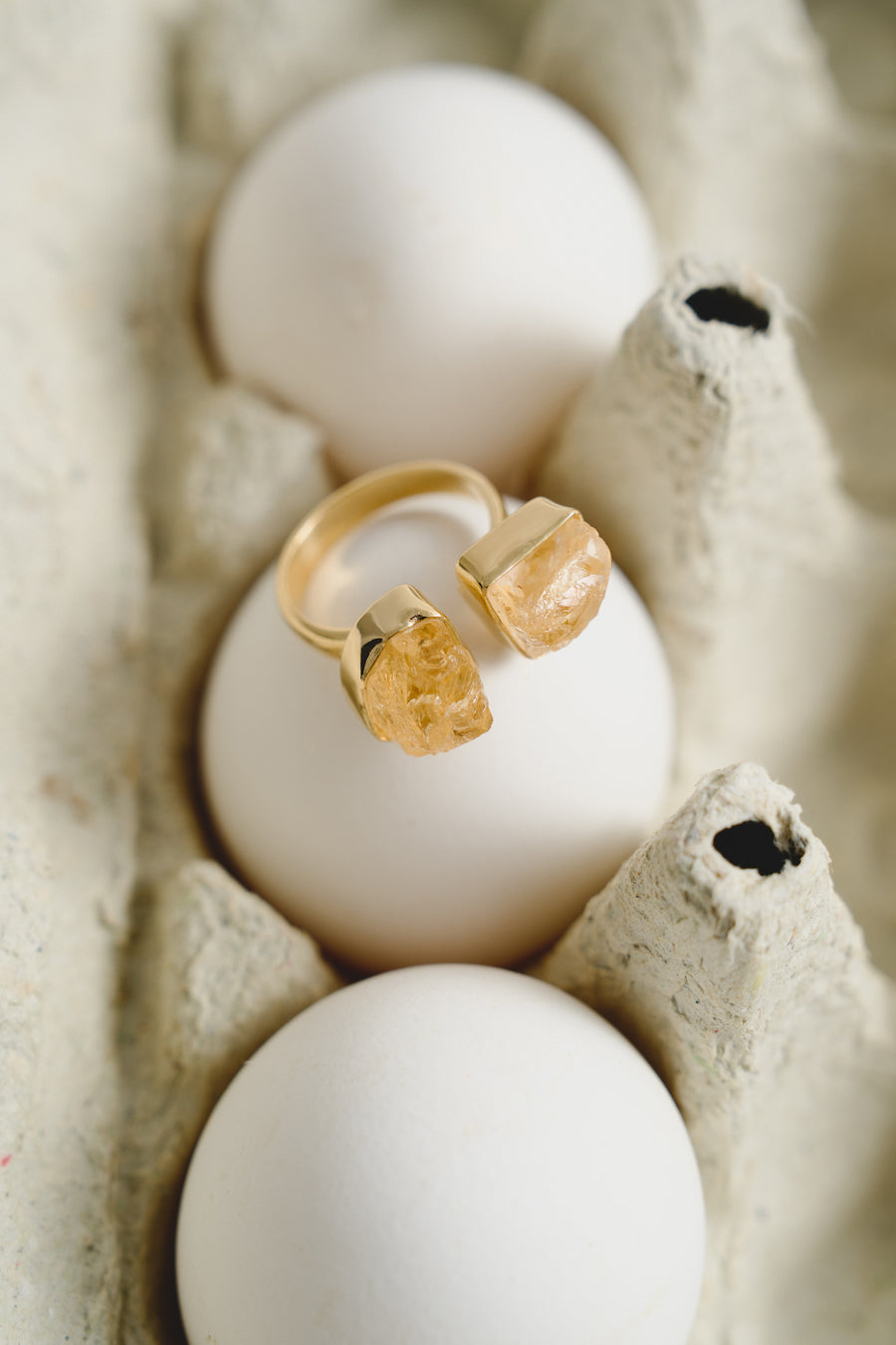 Citrine double 18K gold plated ring