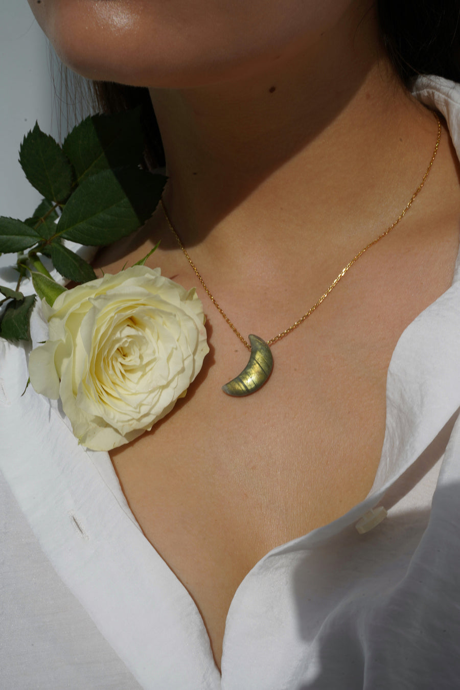 Labradorite moon necklace