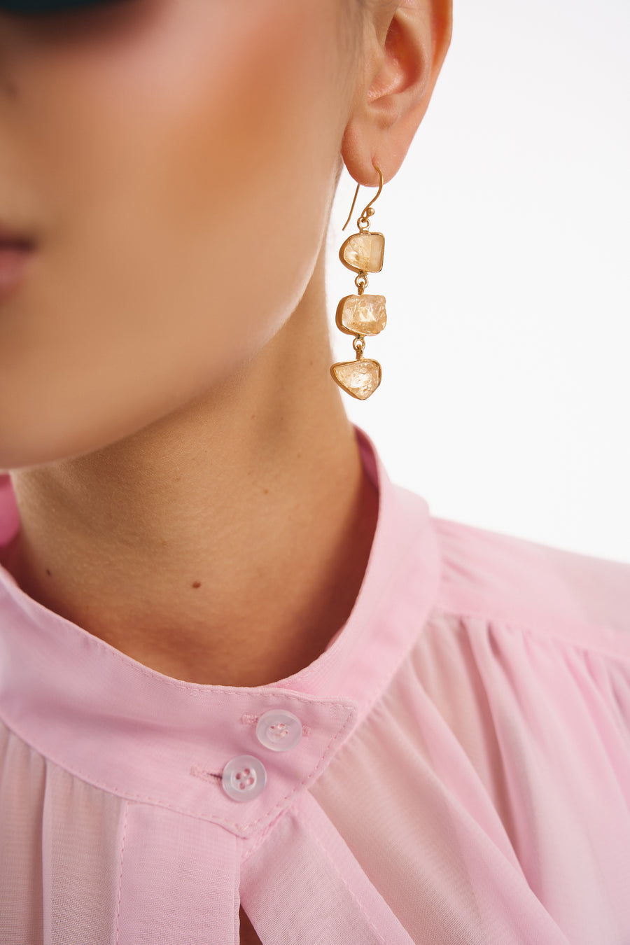 Citrine triple 18K earrings