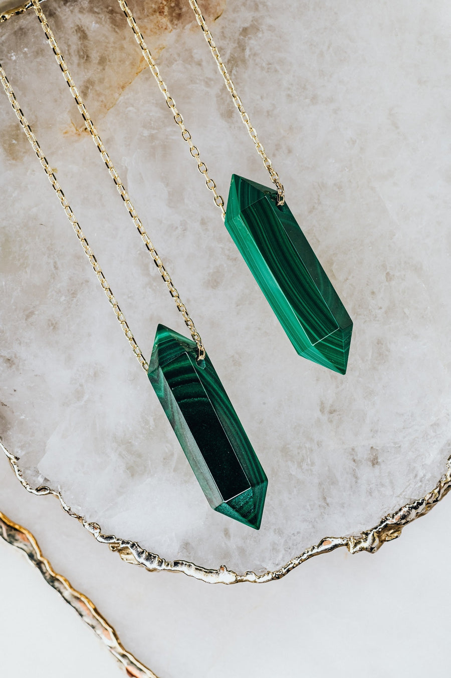 Collier à pointes en malachite