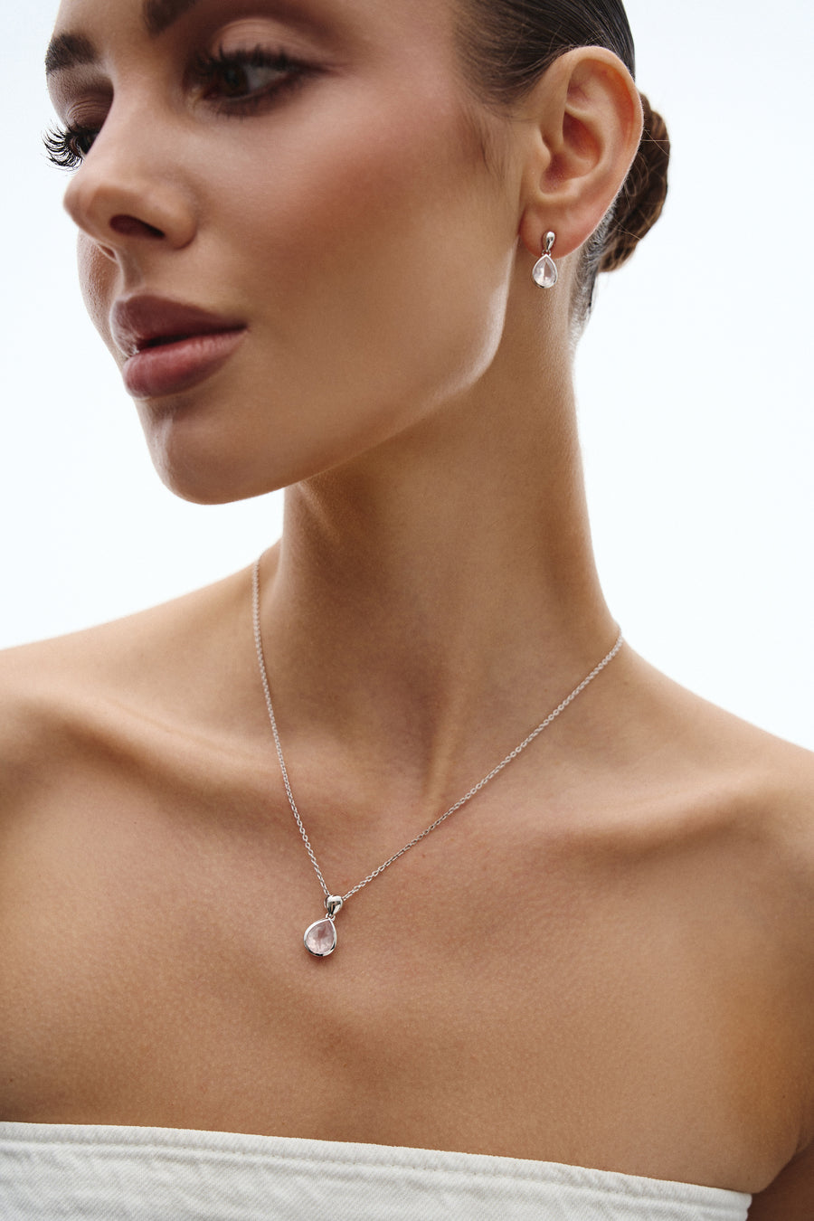 Rose quartz teardrop earrings