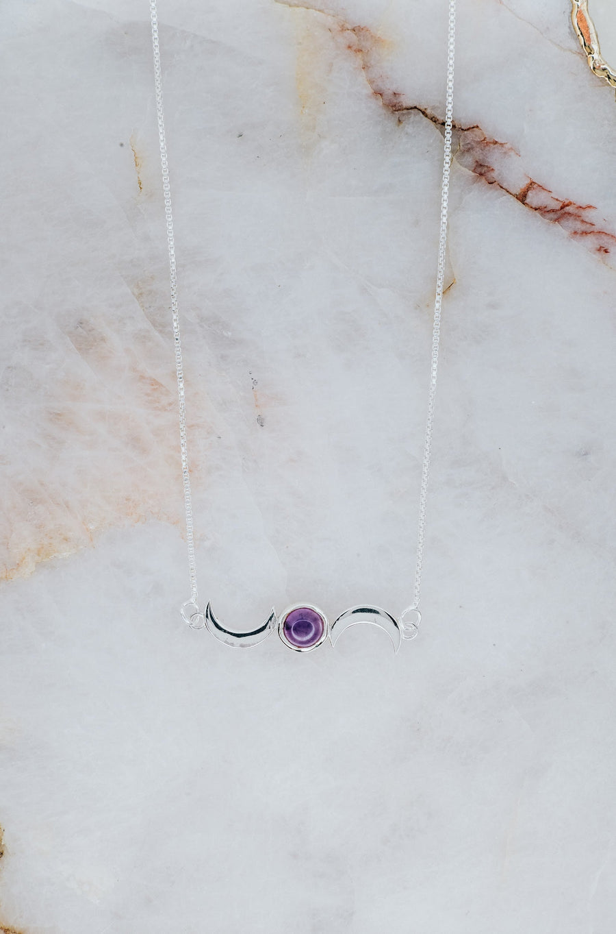 Collier lune double en améthyste
