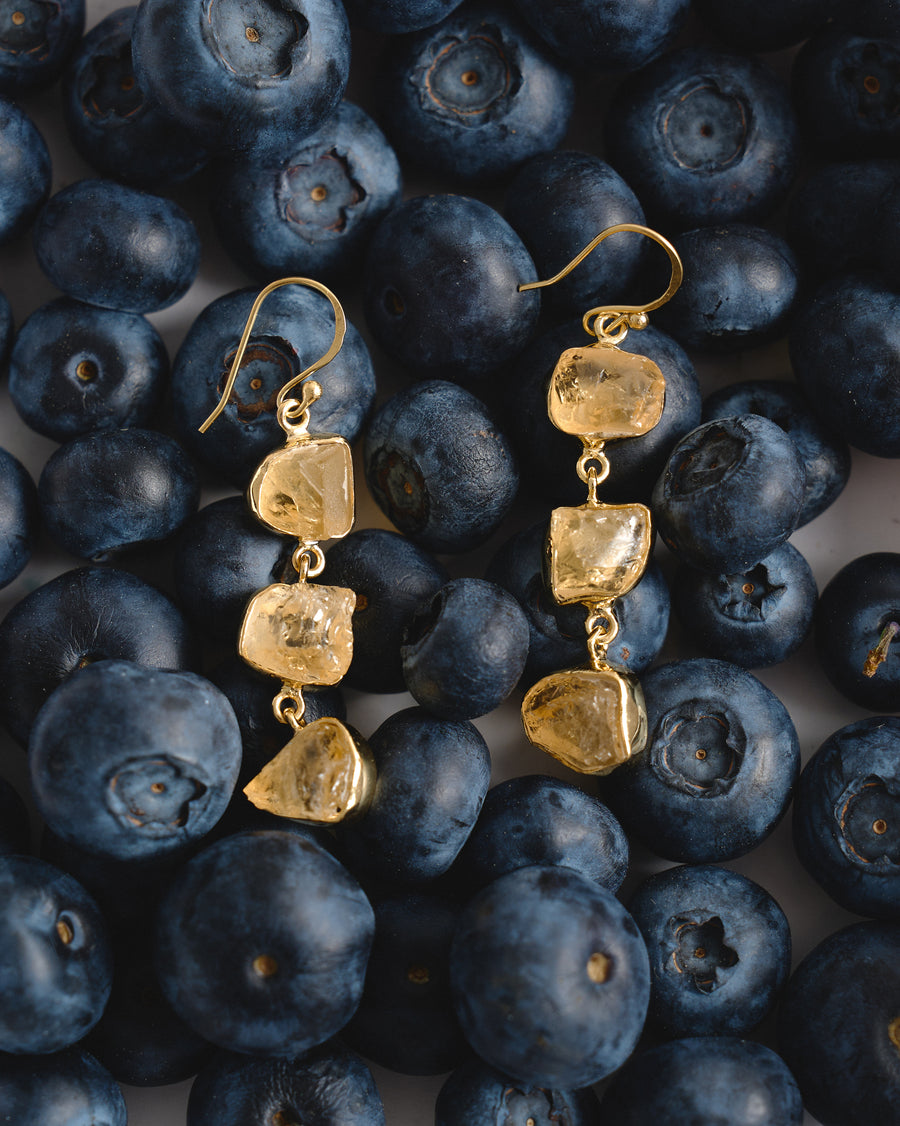 Citrine triple 18K earrings