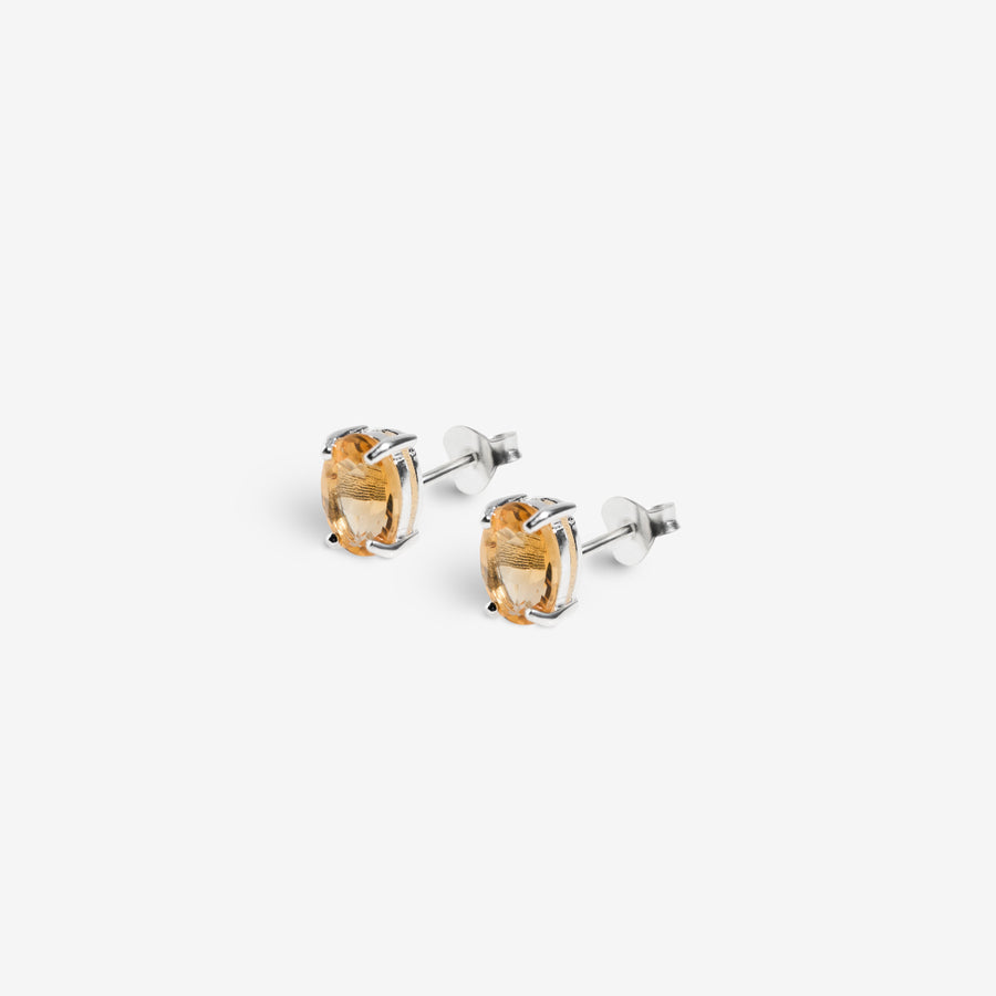 Boucles d'oreilles ovales cloutées en Citrine