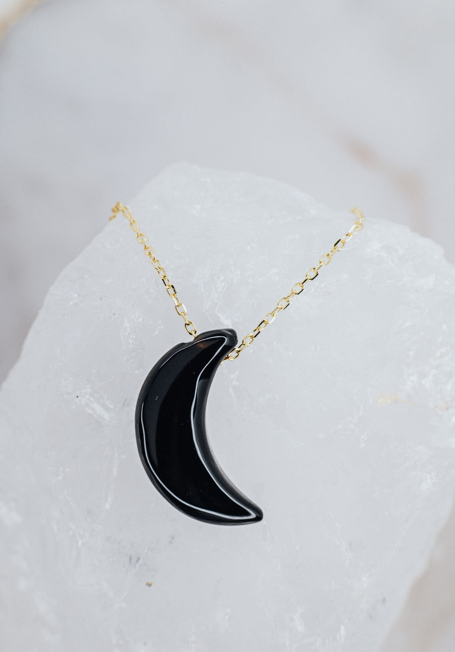 Collier lune en onyx noir
