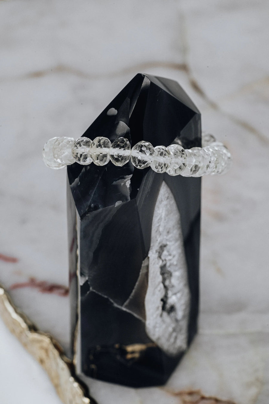 Bracelet à facettes en quartz clair