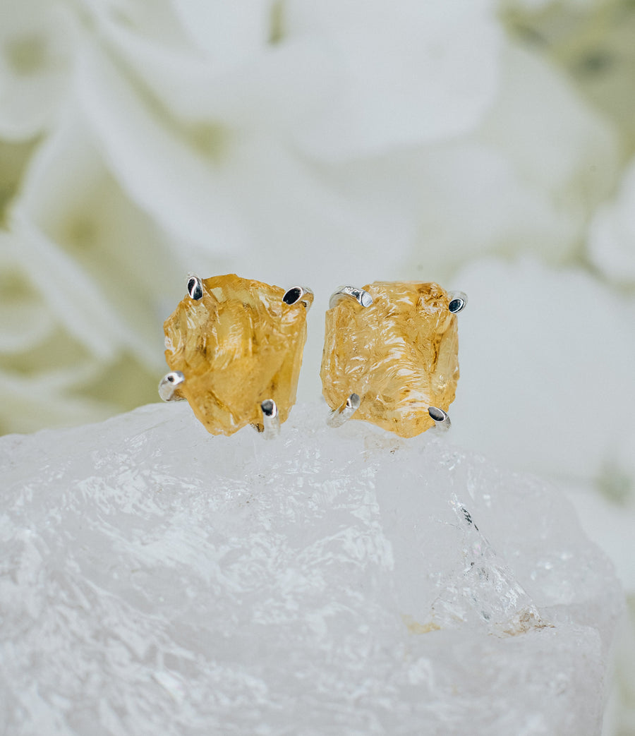 Boucles d'oreilles en citrine brute