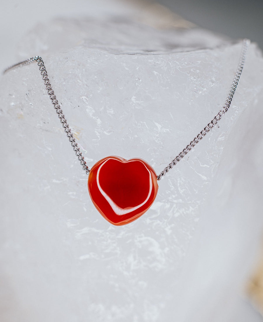 Collier coeur en cornaline et argent