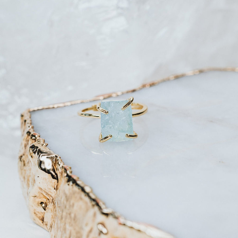 Bague ajustable en aigue-marine