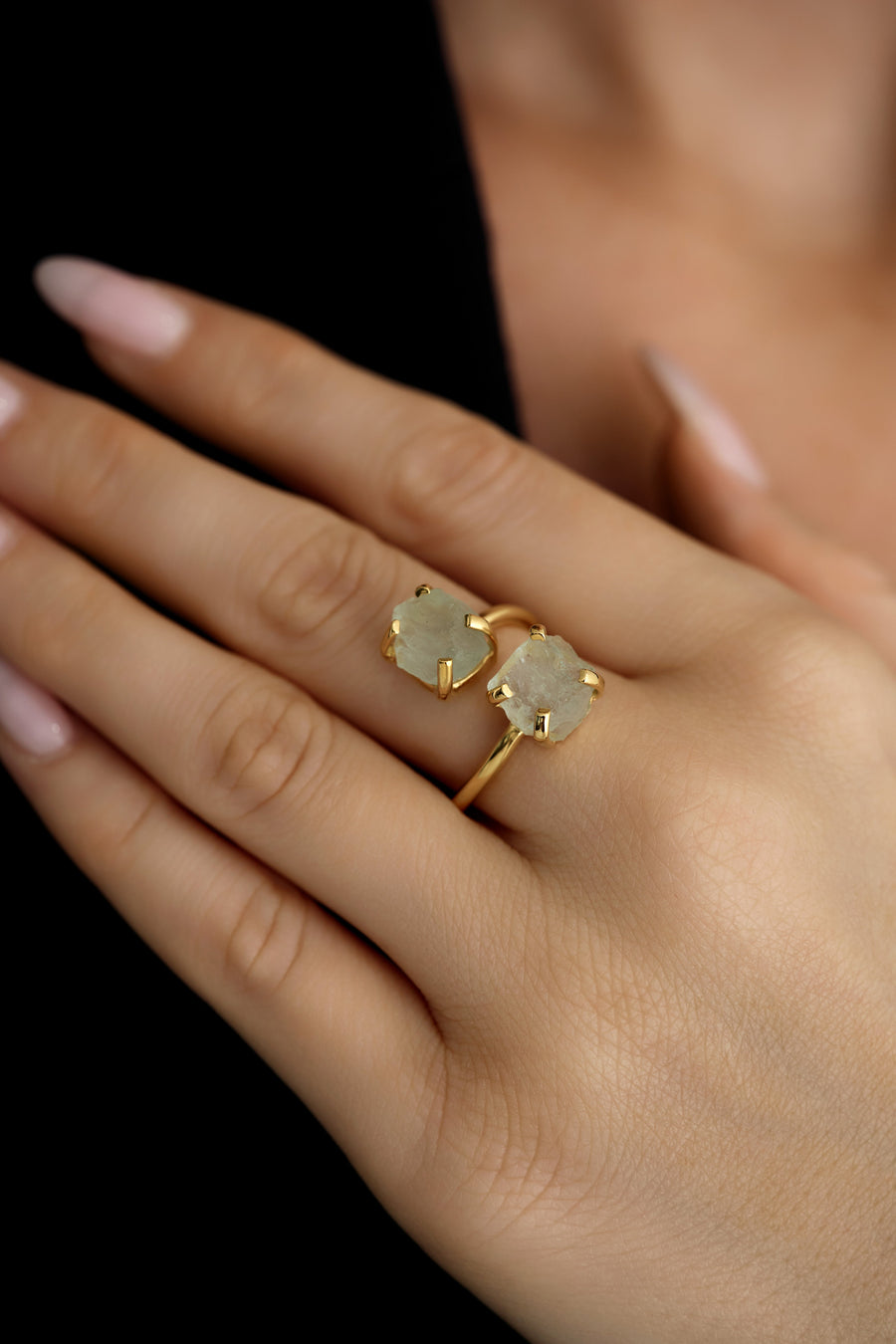 Bague double en aigue-marine 18K