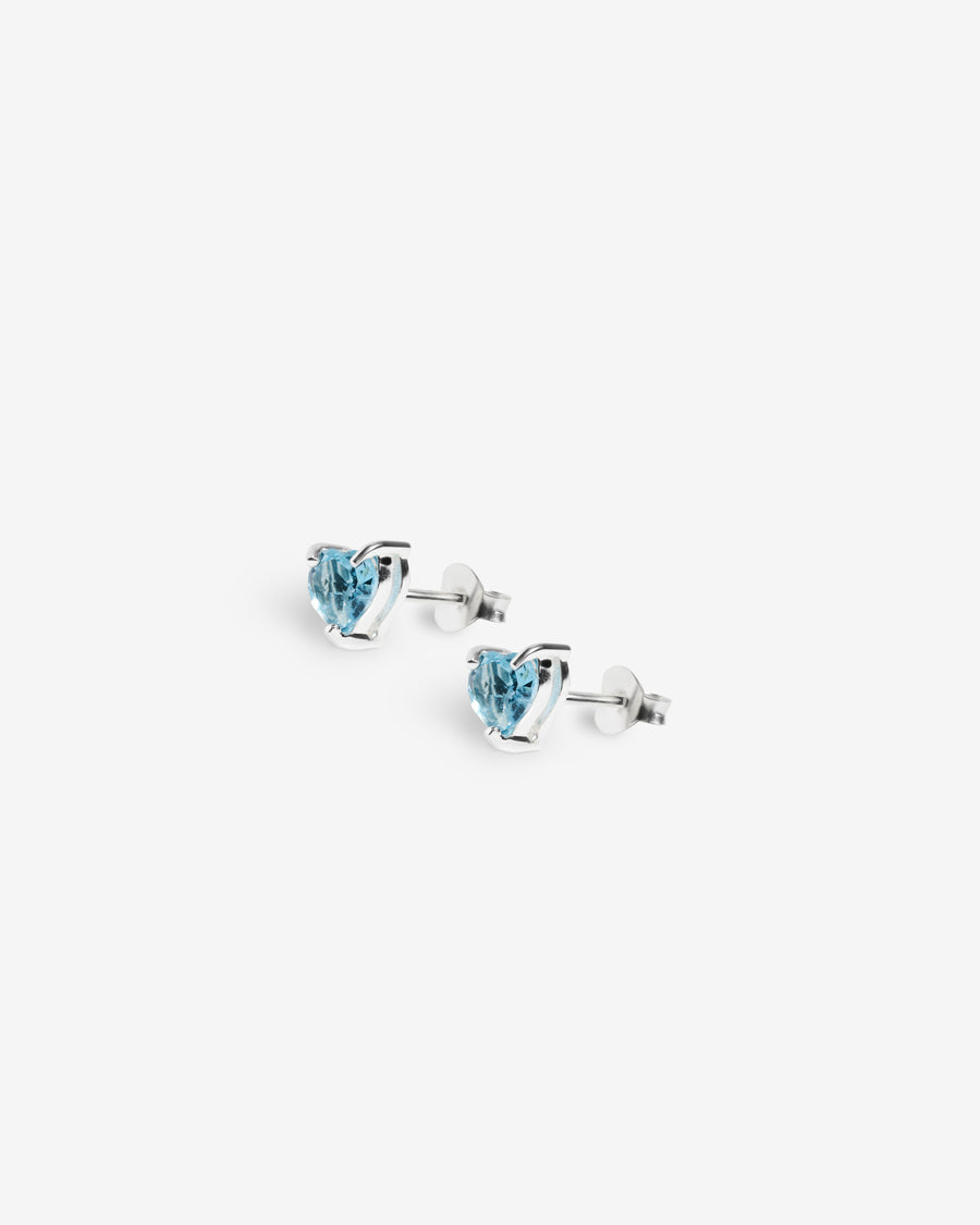 Blue topaz heart stud earrings
