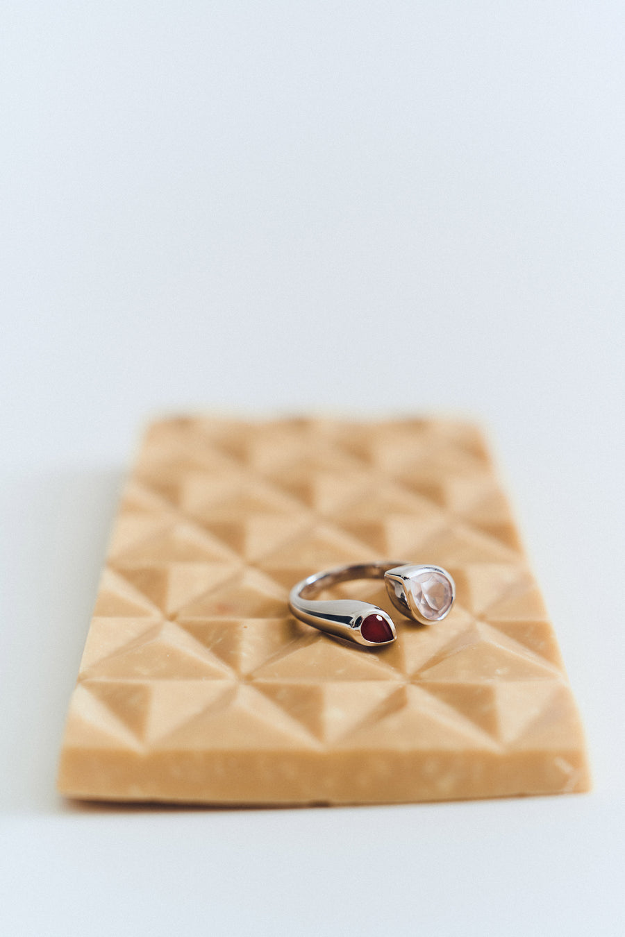 Carnelian + Rose quartz Glow Up adjustable ring