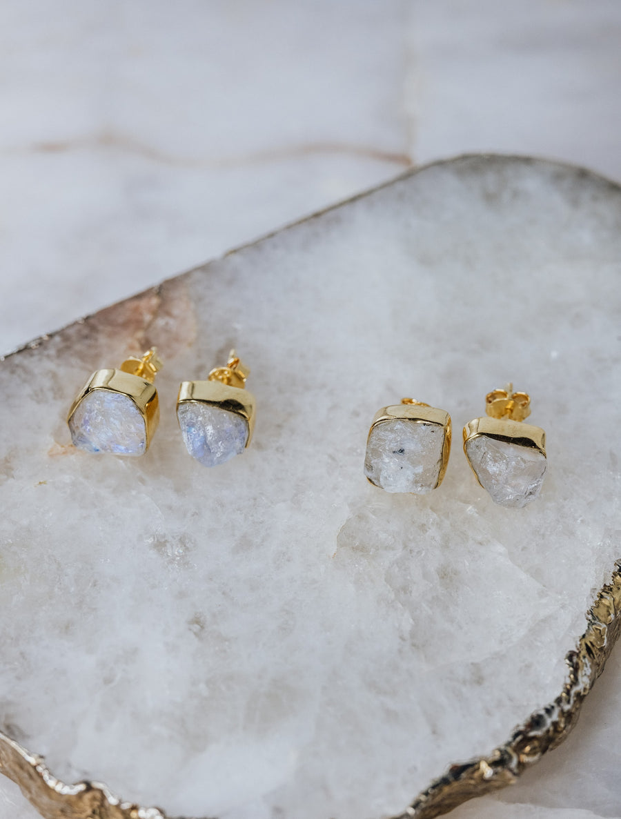 Moonstone 18K stud earrings