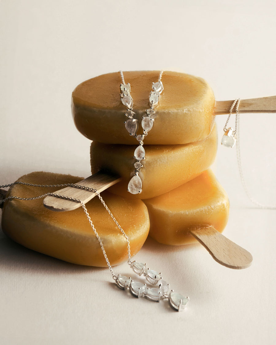 Moonstone fancy silver necklace