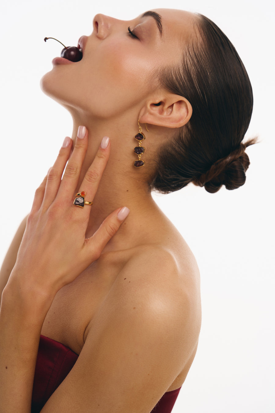 Garnet triple 18K earrings