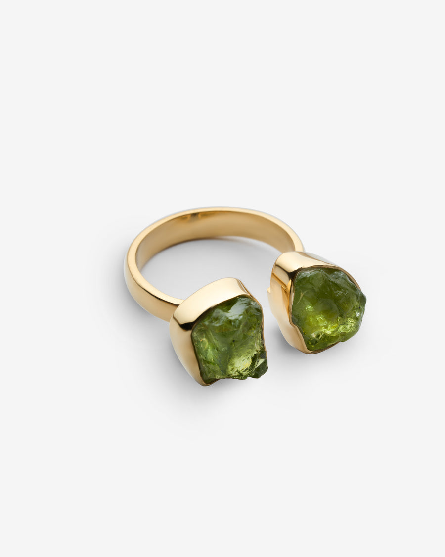 Bague double en Péridot plaqué or 18K