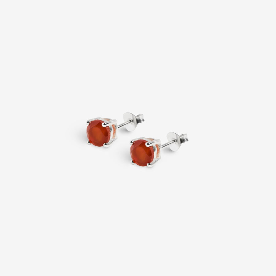 Boucles d'oreilles rondes cloutées en Cornaline