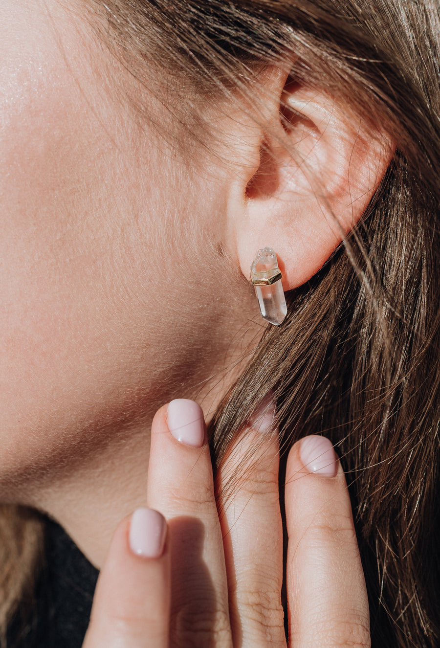 Boucles d’oreilles en argent sterling avec quartz clair